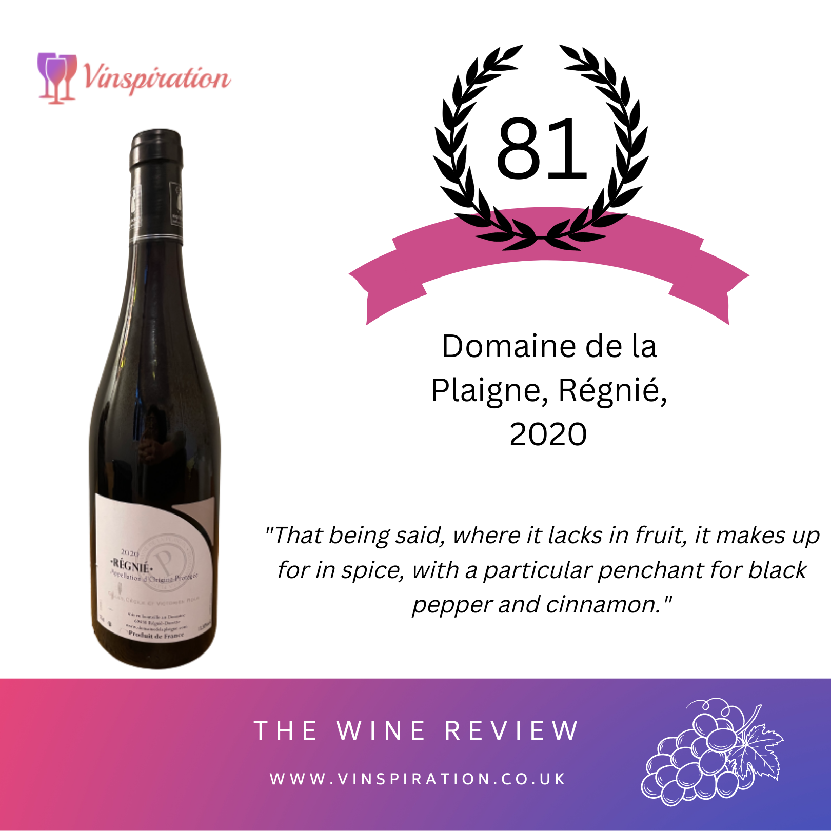 Review: Domaine de la Plaigne, Régnié, 2020 Regnie, Domaine de la Plaigne