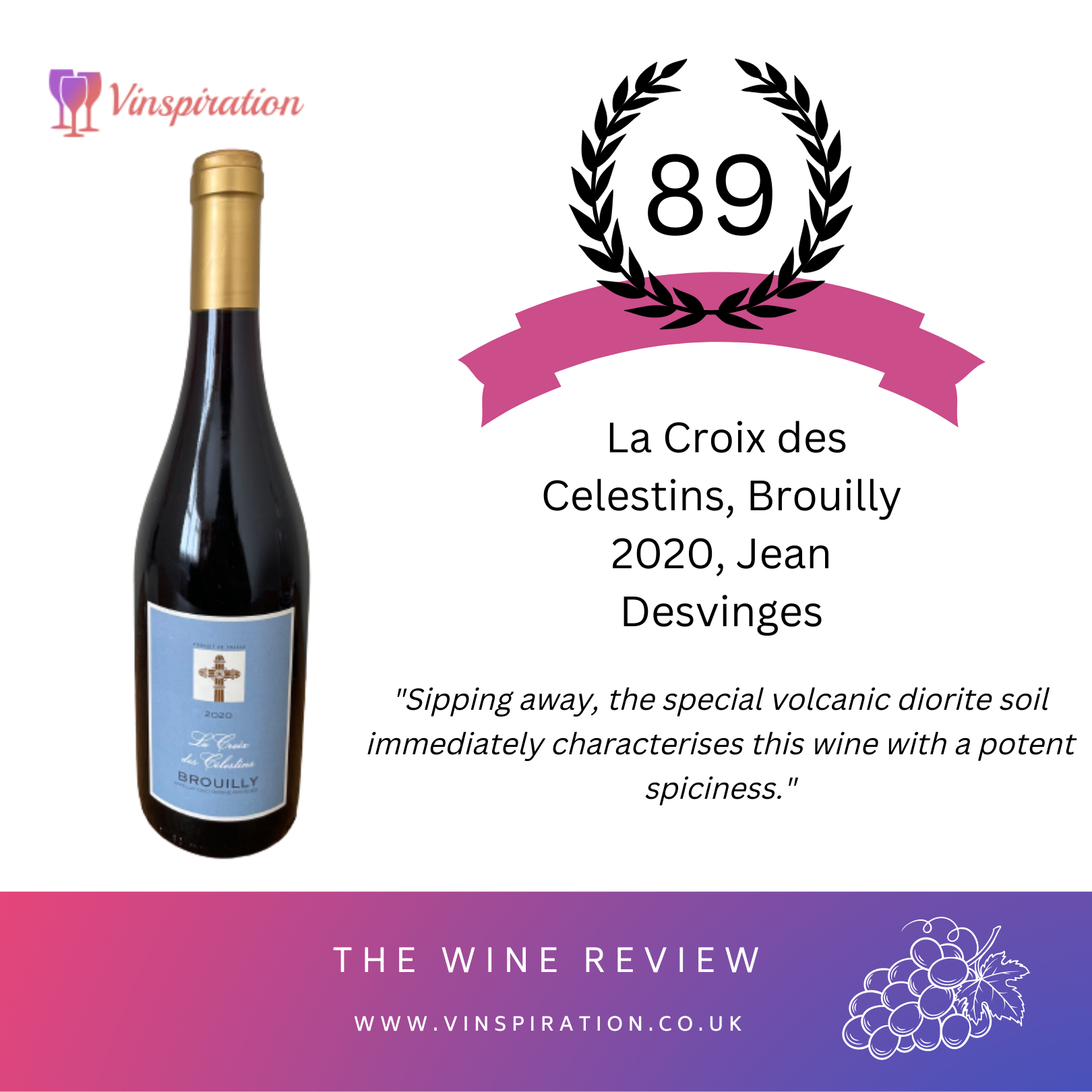 Review: La Croix des Célestins, Jean Desvinges, Brouilly 2020 - Vinspiration